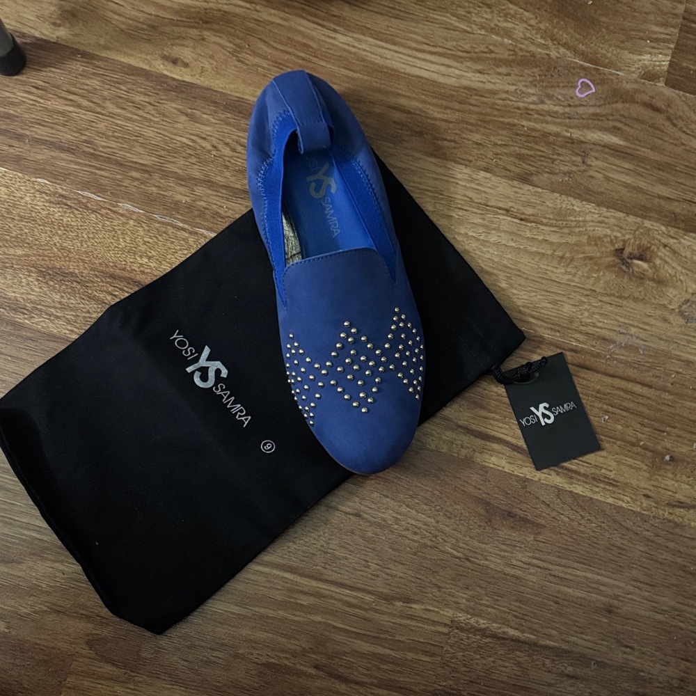 Yosi Samra Royal Blue Studded Loafers NWBAG Sz 9 leather uppers - Picture 8 of 8